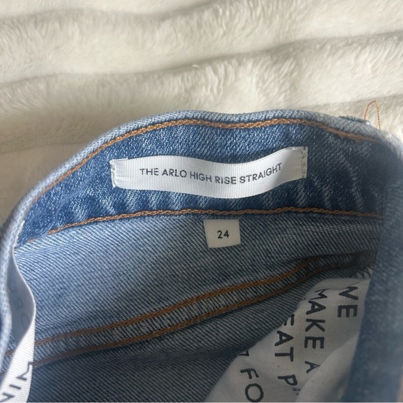NWOT Womens Denim Forum The Arlo Hi-Rise Straight 24 Blue Jeans Button Fly - Picture 4 of 16